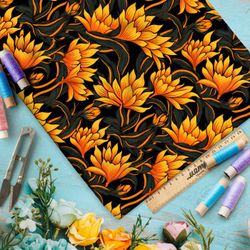 Ткань премиум бифлекс контрастный флорал