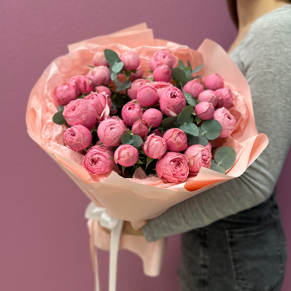 Букет из пионовидных роз "Сильва Пинк" #21
