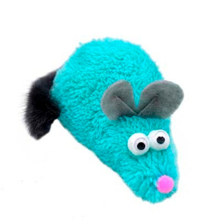 GoSi Игрушка для Кошек "Мышка-пищалка, хвост-натуральная норка" Голубая