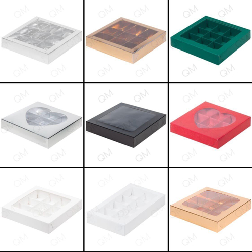 Коробка для 8 конфет с вклееным окном 190*110*30 мм (белая), 50шт