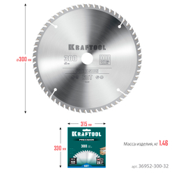 KRAFTOOL Precision, 300 х 32 мм, 60Т, пильный диск по дереву (36952-300-32)