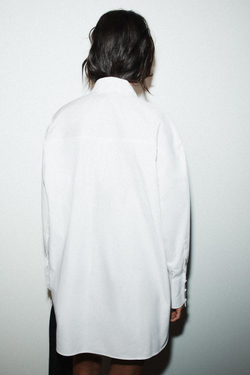 ZARA РУБАШКА ИЗ ПОПЛИНА С ГАЛСТУКОМ, БЕЛЫЙ