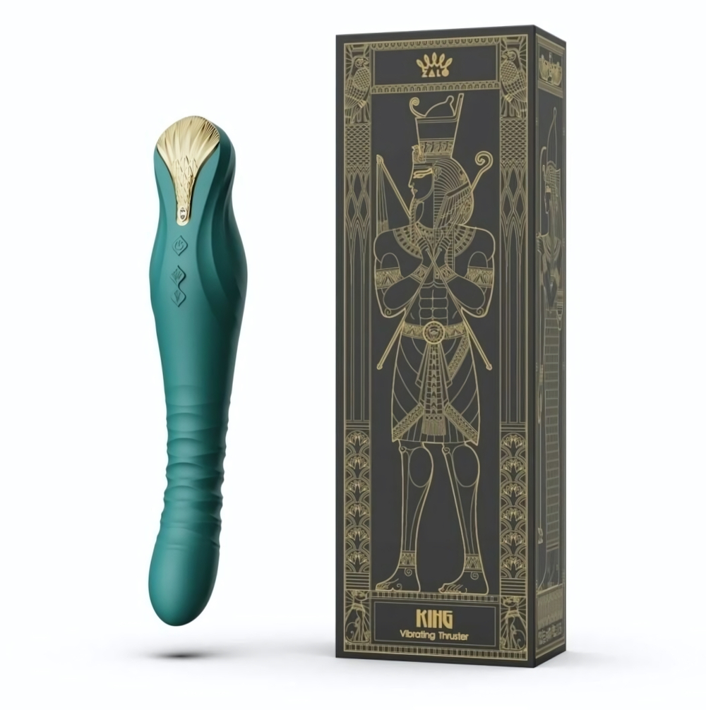 Изумрудный вибратор King с функцией возвратно-поступательных движений - 30,2 см. (Цвет: изумрудный)