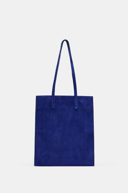 ZARA ЗАМШЕВАЯ СУМКА-ШОПЕР, СИНИЙ