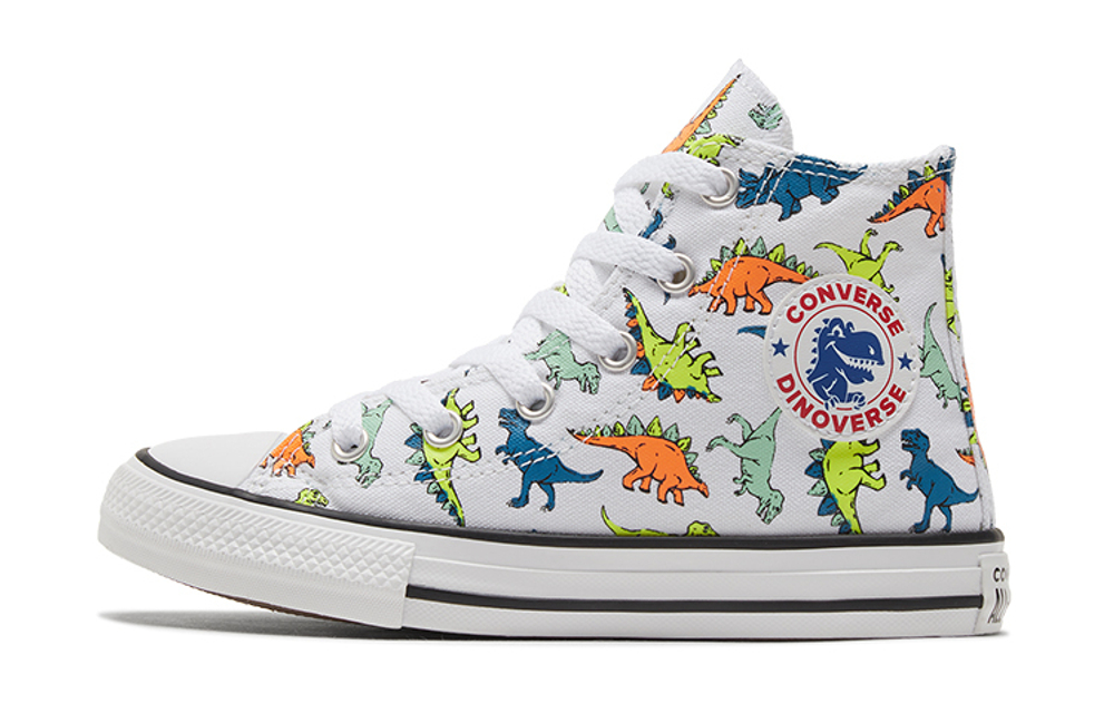 Big Kids Converse Chuck Taylor All Star non-slip wear-resistant lightweight high-top children's canvas shoes dinosaur print