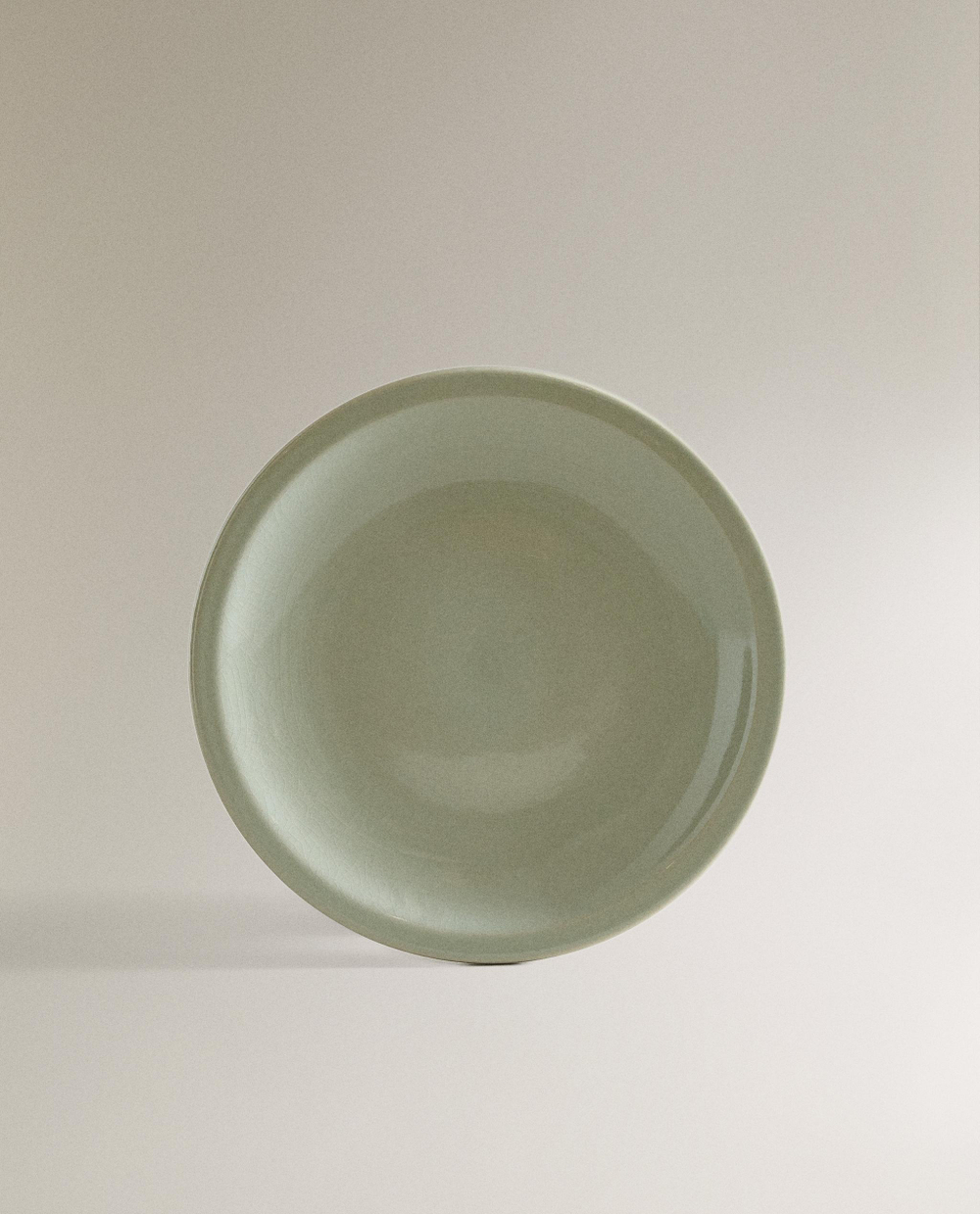 Zara Home тарелка обеденная из каменной керамики, цвет зелёный, 25 см