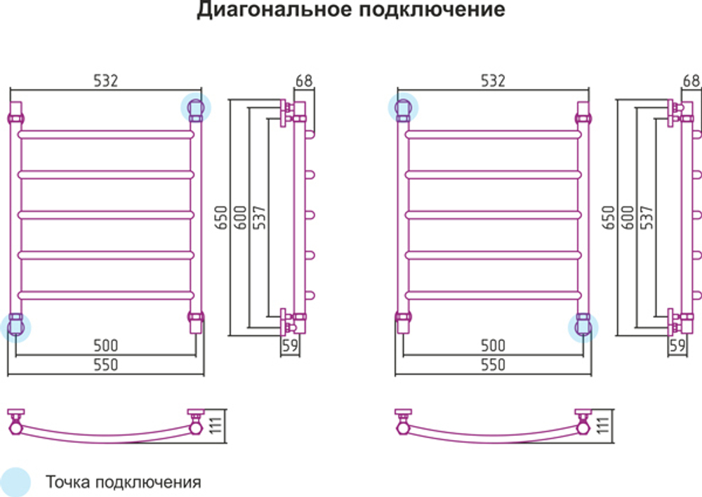Сунержа Галант 600х500 (Матовый чёрный)