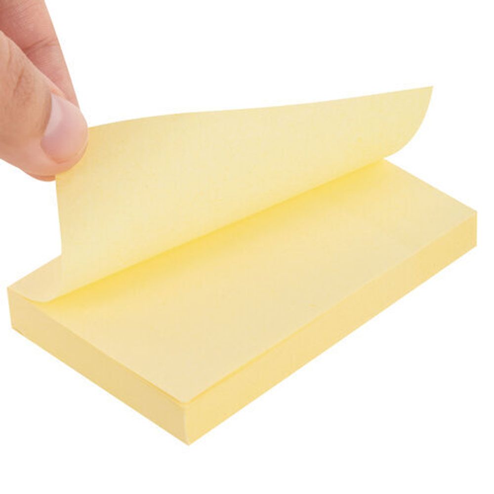 Блок самоклеящийся (стикеры) STAFF STANDARD, ПАСТЕЛЬНЫЙ 76х51 мм, желтый, 100 листов, 116581