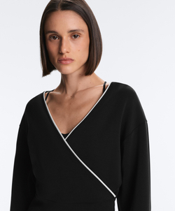 Oysho Толстовка с перекрестным кантом из модала, черный