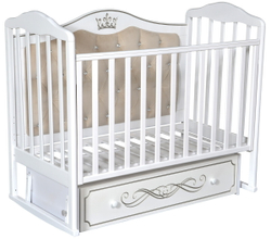 Детская кроватка ByTwinz Milania 4 универсальный маятник, мягкая спинка белый