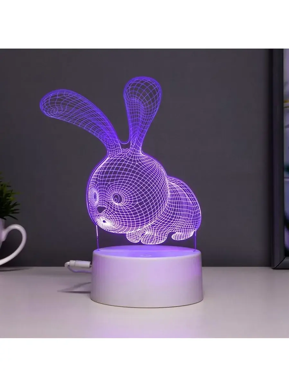 Светильник сенсорный «Кролик» LED 7 цветов USB/от батареек б