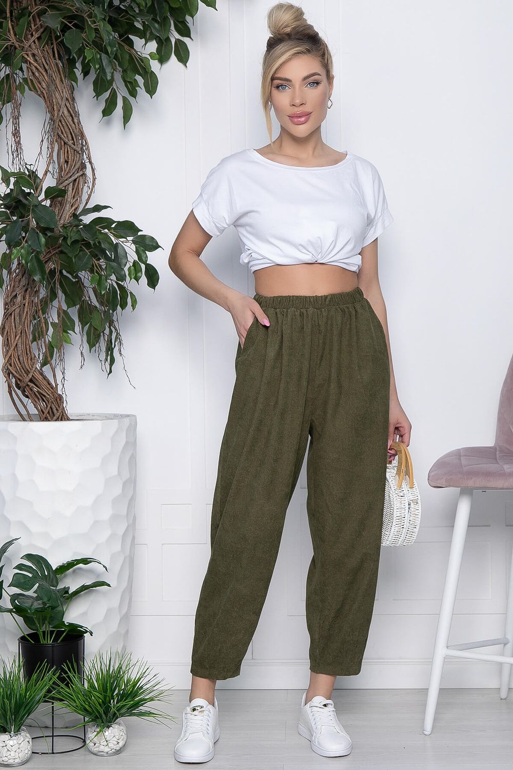 Брюки бохо широкие (хаки) Б10844 LT Collection