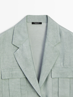 Massimo Dutti Жакет с карманами, фисташково-зеленый