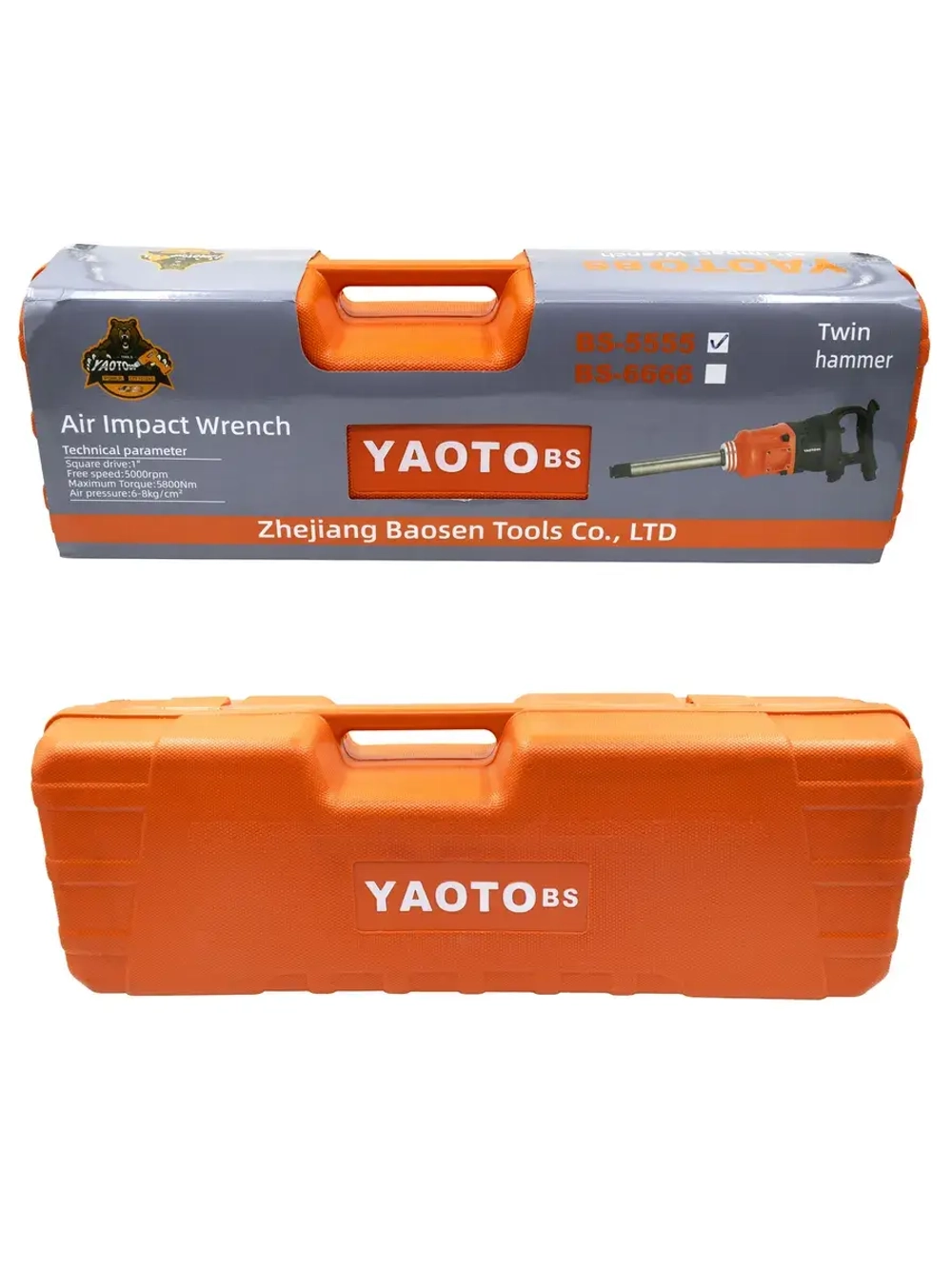 Гайковерт пневматический грузовой 1" 5500 Н·м YAOTO BS-5555 в кейсе