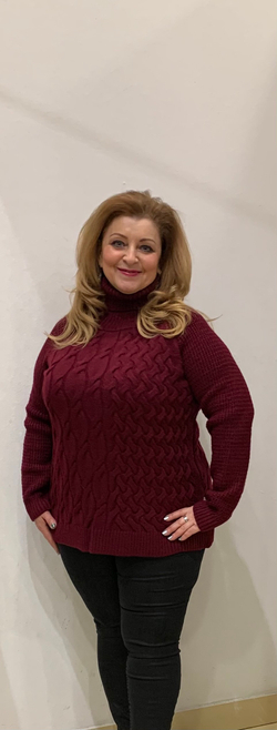 Свитер вишневый шерстяной с воротником водолазка