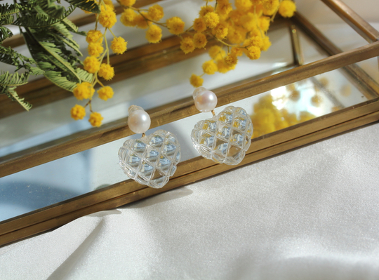 Серьги Plastics crystal with pearl