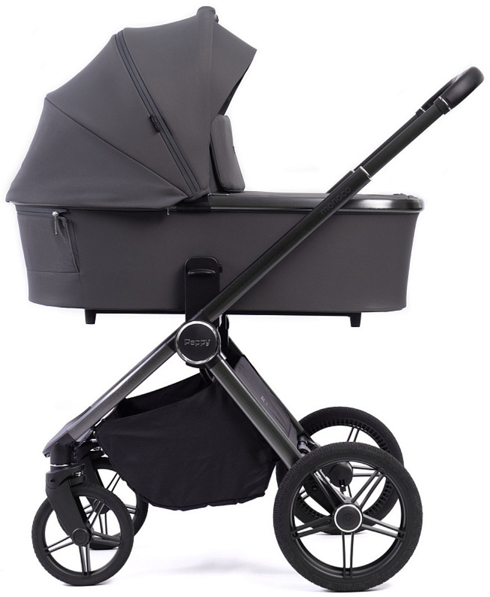 Детская коляска Peppy Monaco 3 в 1 с автокреслом Verona Black Antrazit (графитовый), рама серая