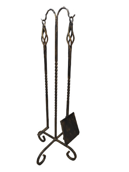 Набор для камина и мангала, кочерга, совок, 2 предмета + подставка, ажурный