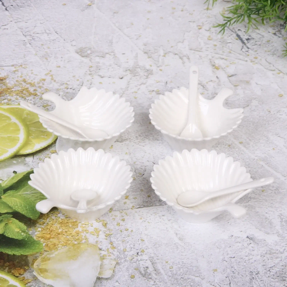 Набор соусников «White magic» 4шт с ложками «Ракушки»