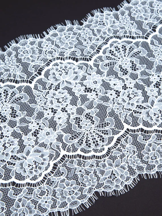 01-61 ОПТ Кружево шантильи 23 см, светло-голубой