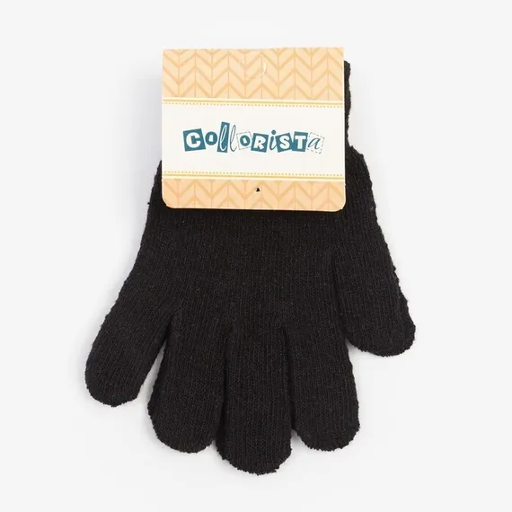 Перчатки женские Collorista однослойные, цв. чёрный, р-р 19 см