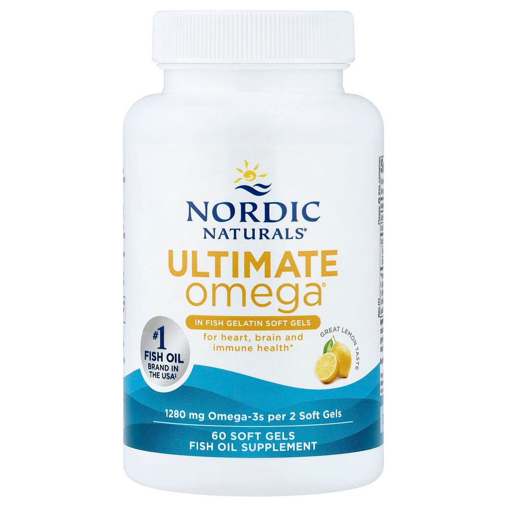 Nordic Naturals, Ultimate Omega®, со вкусом лимона, 60 капсул (640 мг в 1 капсуле)