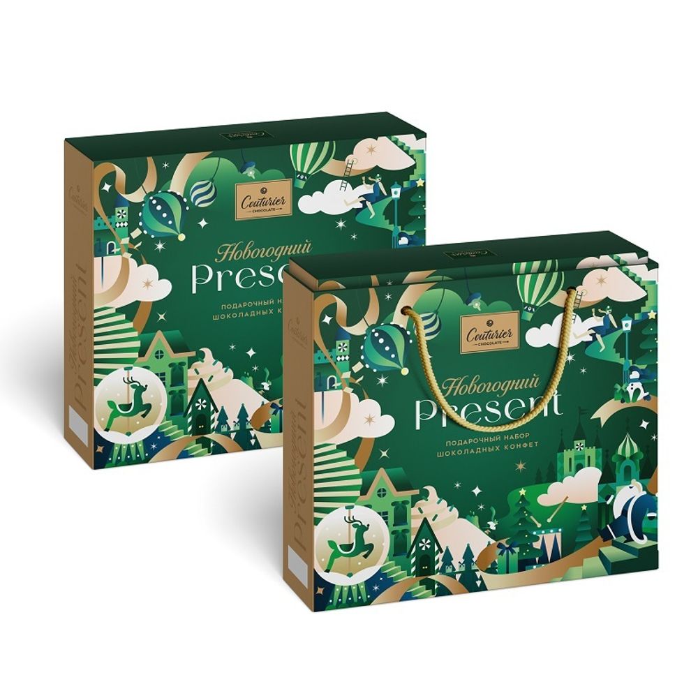 Набор конфет Present Новогодние Истории Крыжовник/Крем-шоколад в сумочке 170г