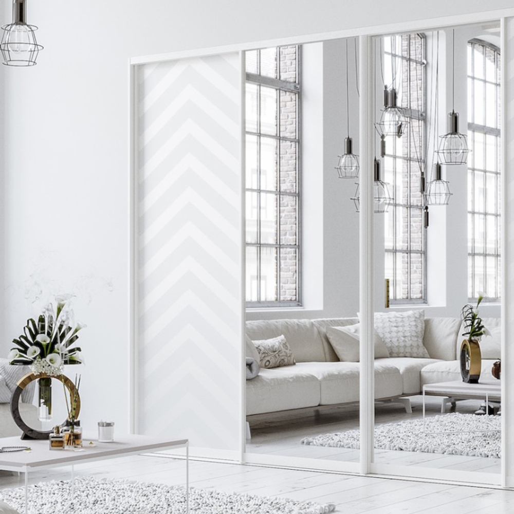 Дверь-купе ARISTO С, зеркало, профиль белый глянец