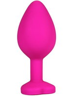 Розовая анальная пробка с кристаллом-сердечком - 8 см. (Цвет: розовый)