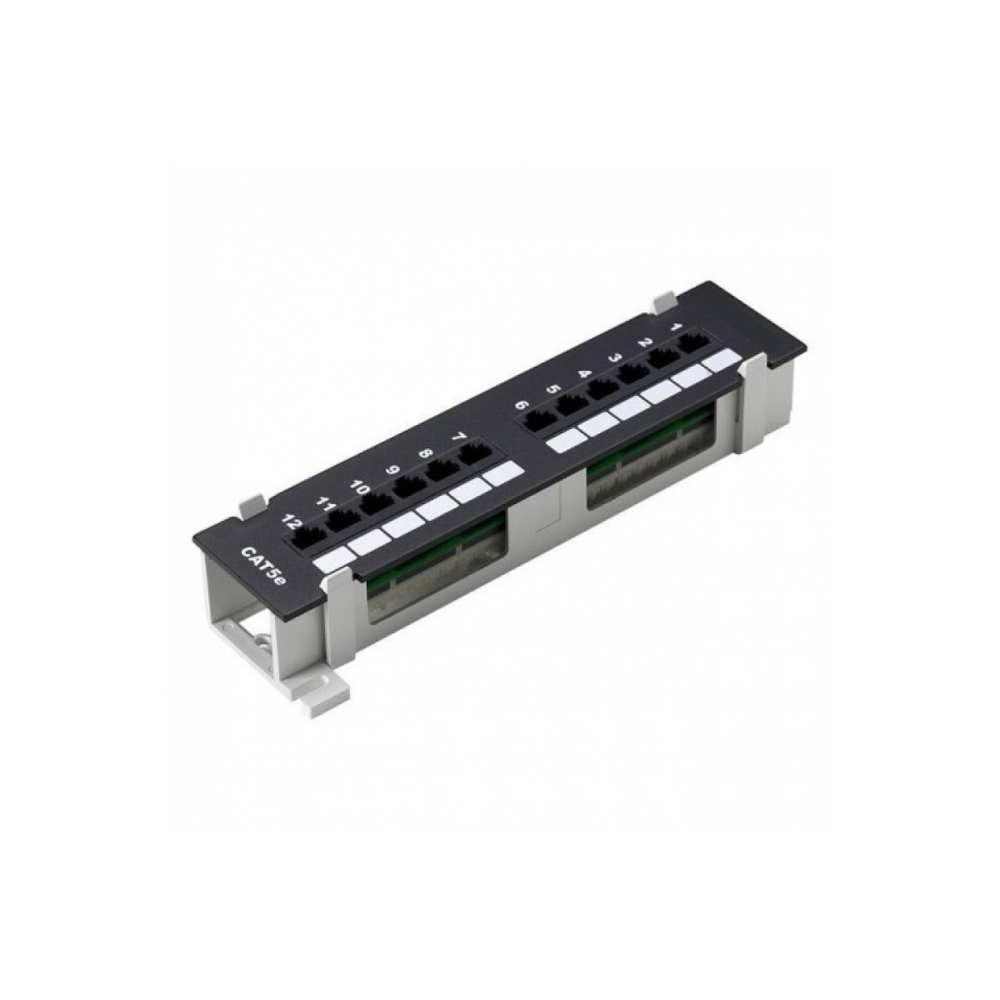 Патч-панель Настенная патч-панель NEOMAX [NM-PP-WM12P-UC5E-D-111-BK] 12 портов, кат.5E, UTP, Dual IDC, цвет черный