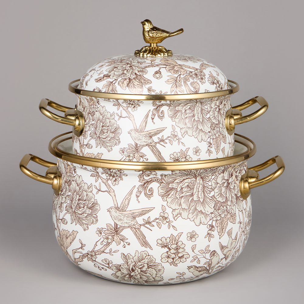 НАБОР КАСТРЮЛЬ AGNESS ЭМАЛИРОВАННЫХ СЕРИЯ "ROYAL GARDEN", 4ПР. 2,1Л И 3,8Л