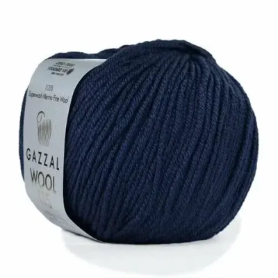 Пряжа GAZZAL Wool 115 цвет 3331 т. синий 50 гр. 115 м 100% тонкая шерсть мериноса супервош