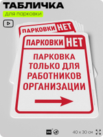 Табличка для парковки "Парковки нет, только для работников организации №2", для дома, офиса, организаций, 40х30 см, Silver Plane x Айдентика Технолоджи