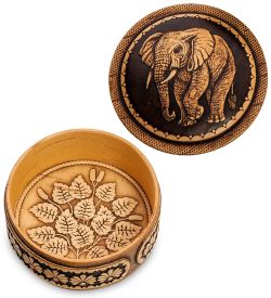 Народные промыслы BST-411/ 5 Шкатулка «Слон» (береста, тиснение)