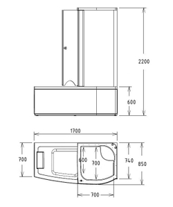 Акриловая ванна Gemy G8040 C R