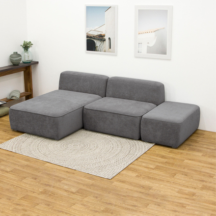 Solo (Герман) Диван угловой беспружинный с пуфом (2 подушки)