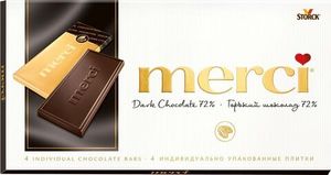 ШОКОЛАД MERCI ГОРЬКИЙ ШОКОЛАД 100ГР 72%