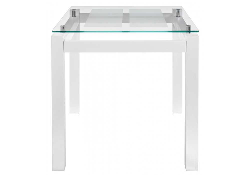 Стол стеклянный Woodville Бран белое дерево, ножки белые