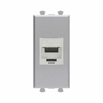 Компьютерная розетка RJ-45 без шторки модульная, кат.6А экранированная, "Avanti", "Закаленная сталь", 1 модуль