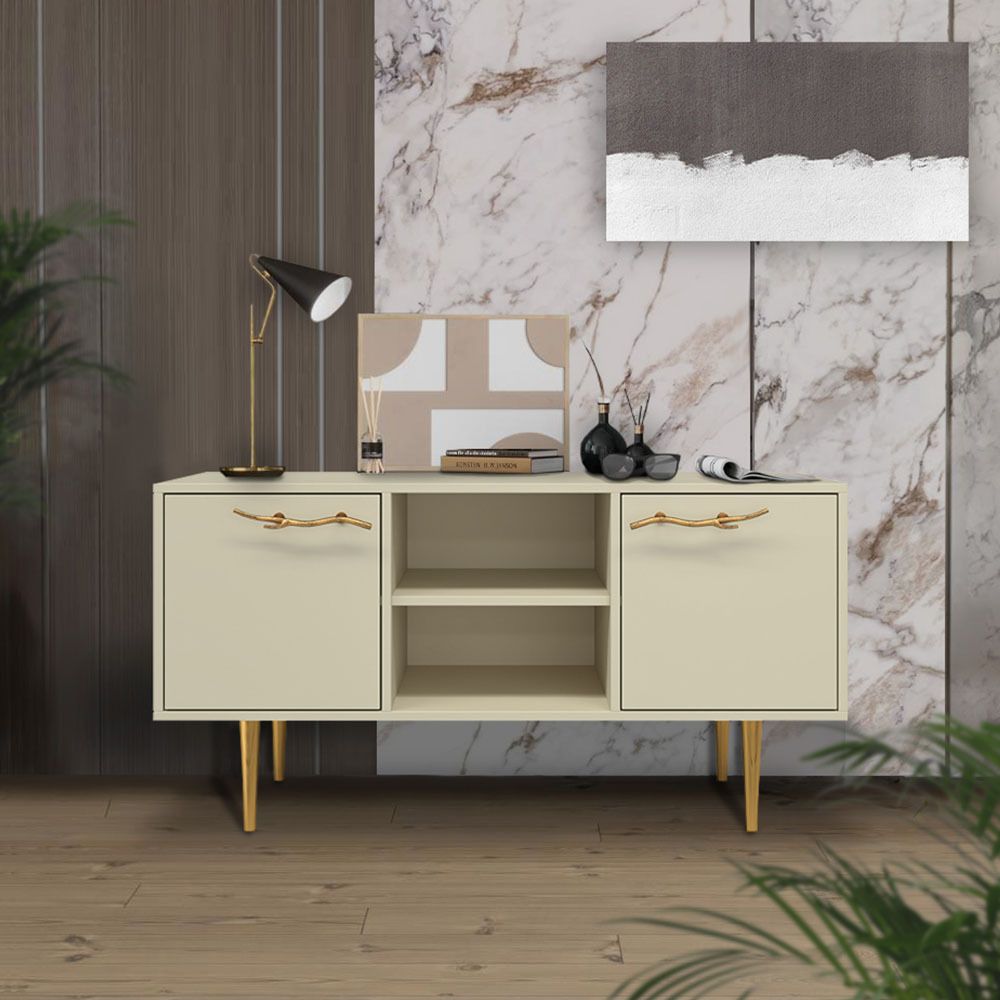 Тумба под ТВ Арт Колор matte 117см Стайл Голд Серый шелк матовый