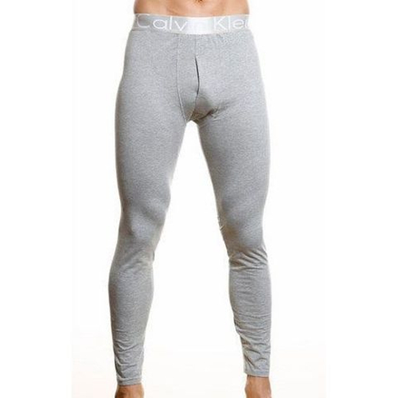 Мужские кальсоны серые с серебристой резинкой Calvin Klein Steel Long Johns Grey