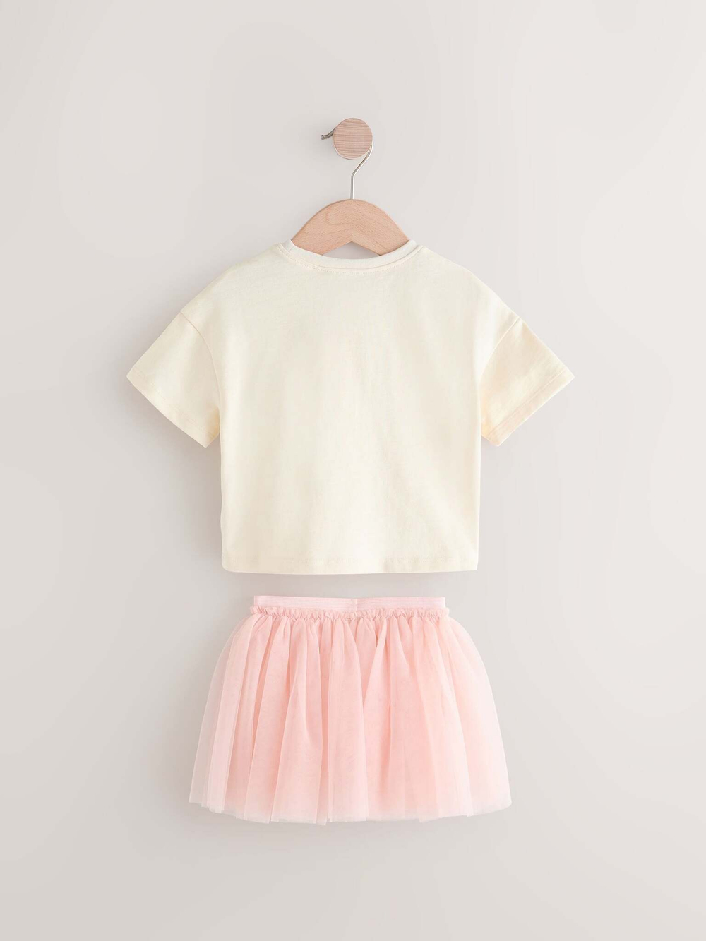 Футболка и юбка в комплекте для девочки Next E54-799, Молочный, Розовый