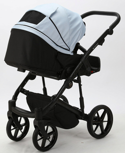 Детская коляска Adamex Mobi Deluxe 2 в 1 M-SD03 (ГОЛУБАЯ+ГОЛУБАЯ ПЕРЛ.КОЖА)