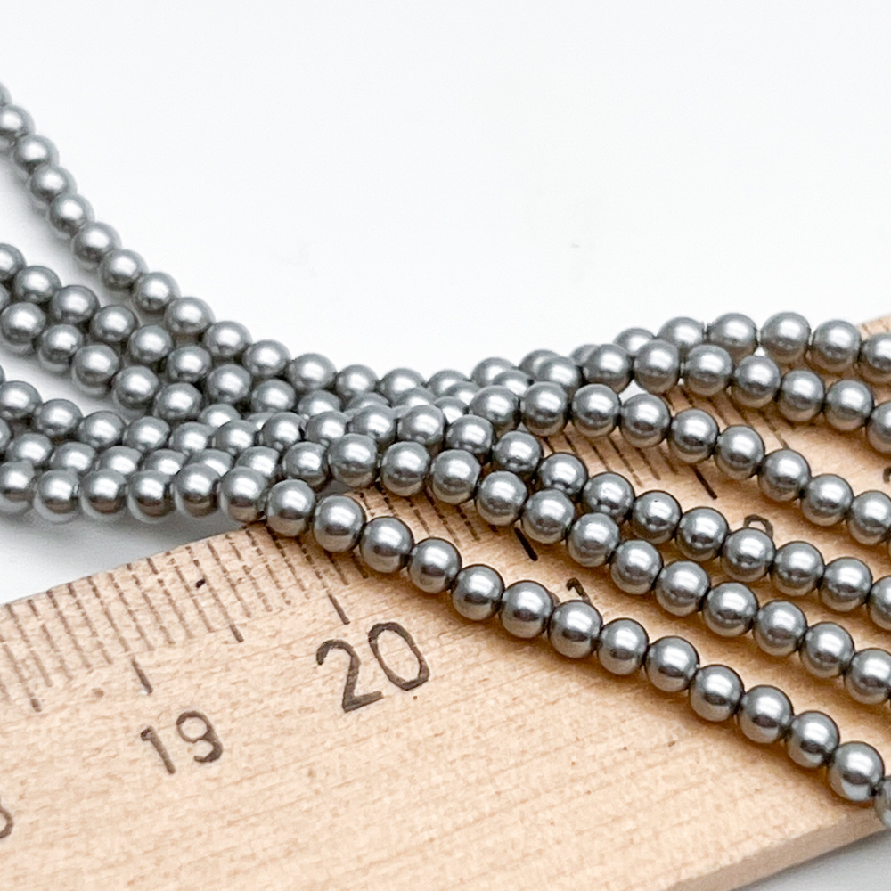 "Майорка" шар, цвет серый, диаметр 2,5 мм, цена за нить 38 см