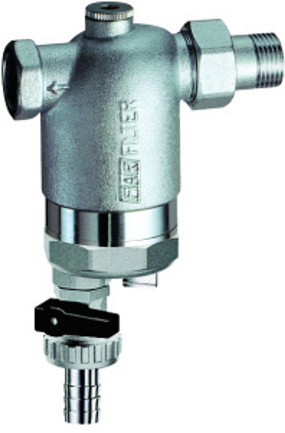 Фильтр 1/2", ВР-НР, 300 мкм, с магнитной вставкой, под манометр, Tmax: 95 °С, 25 бар FAR