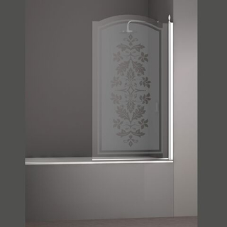 Шторка на ванну STURM Juwel Right 900x1500 стекла с декором. Хром LUX-JUWE09-RD1CR