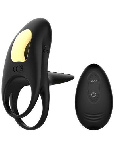 Черное эрекционное виброкольцо Edwin с пультом (Цвет: черный)