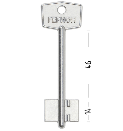 Заготовка сувальдного ключа 10677 141/1- ГЕРИОН-1 литье (кор.узк.) (85*22,2*14,5мм) (4,9мм) (GRN1D)