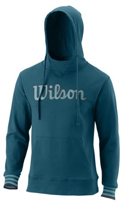Мужская теннисная кофта Wilson Script Eco Cotton PO Hoody Slimfit - blue coral