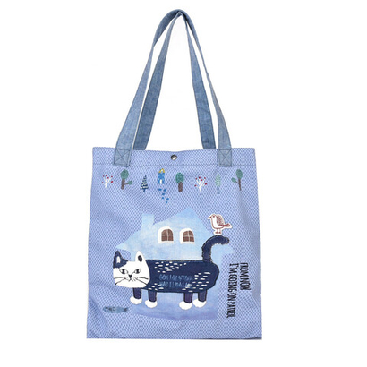 Шоппер с 3 отсеками на кнопке-магните, "MATILDAsan", светло-синий, 24-7030-2, KUSUGURU